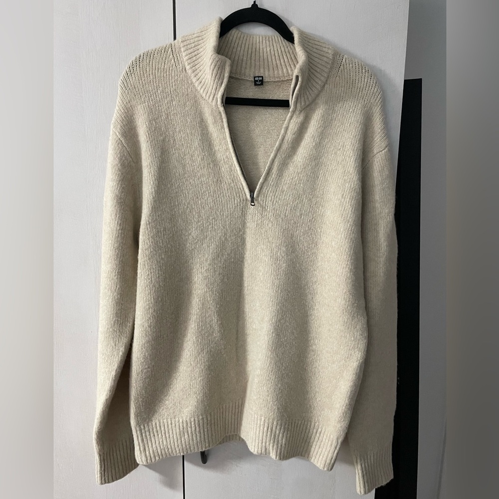 Uniqlo Men's Beige Zip-Up Sweater
